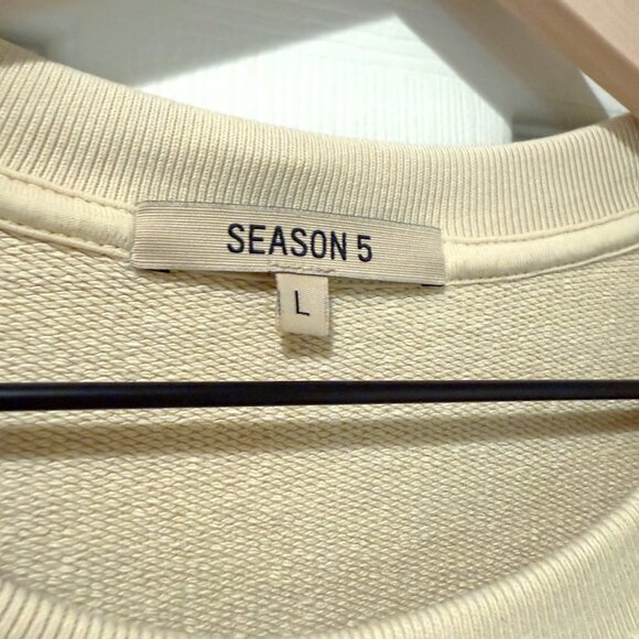 RARE Yeezy Season 5 Adidas Calabasas Kanye Crew Sweatshirt Beige Italy Mens LG - Picture 3 of 16